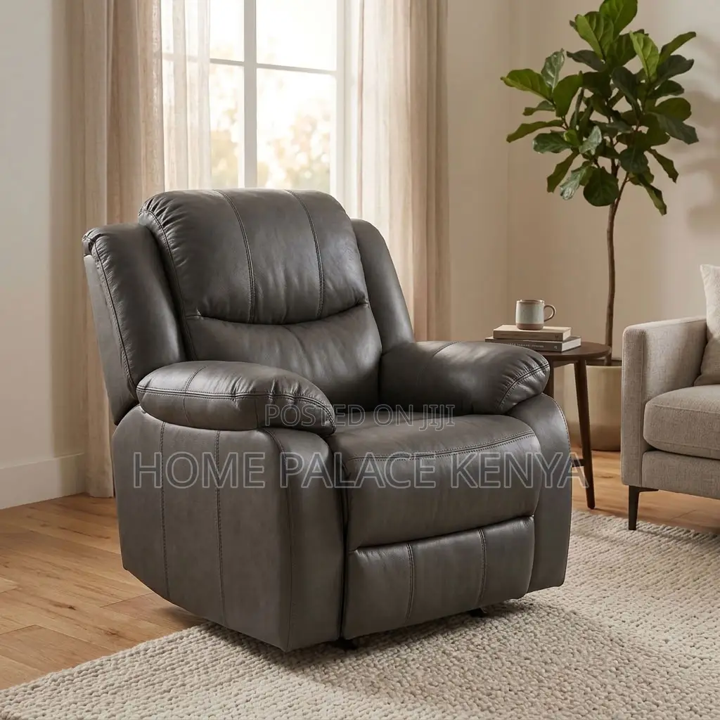 Recliner Sofa; Comfortable Single Leather Recliner Sofa