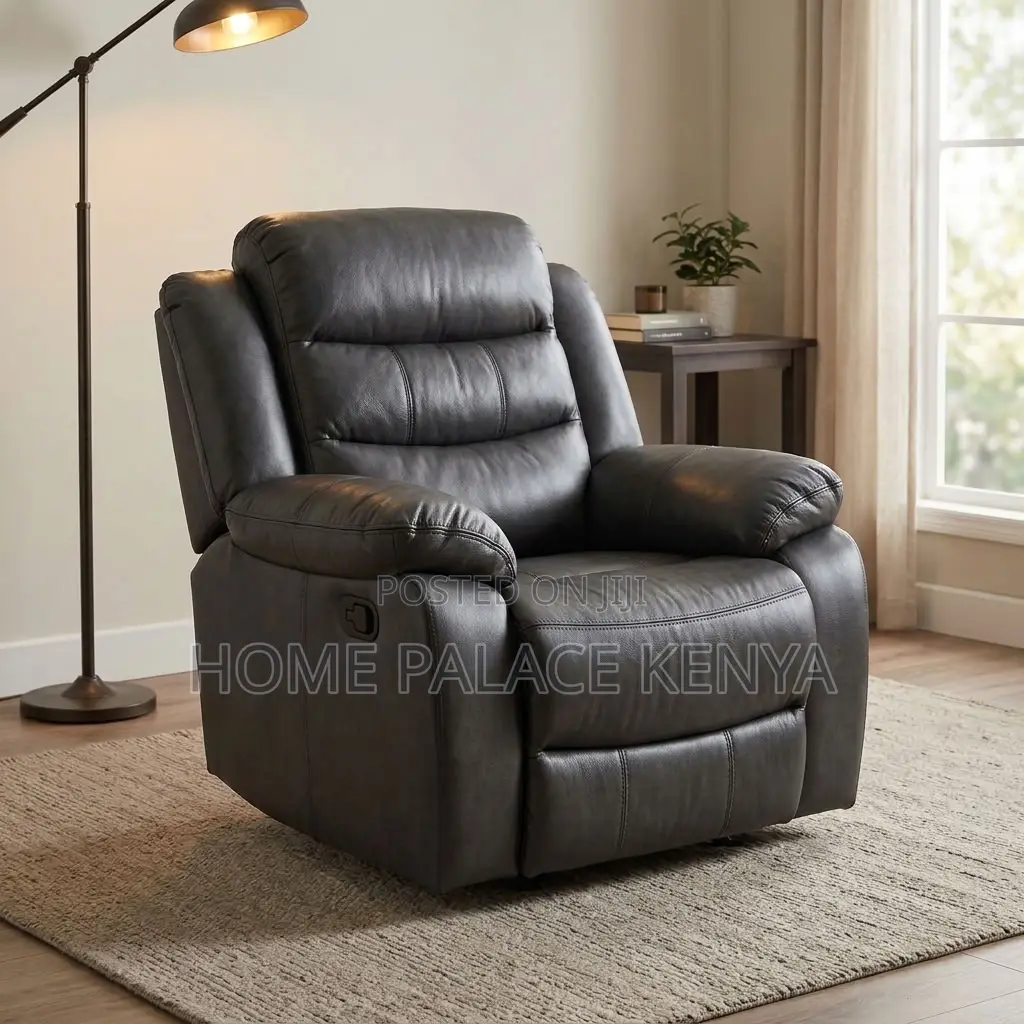 Recliner Sofa; Comfortable Single Leather Recliner Sofa