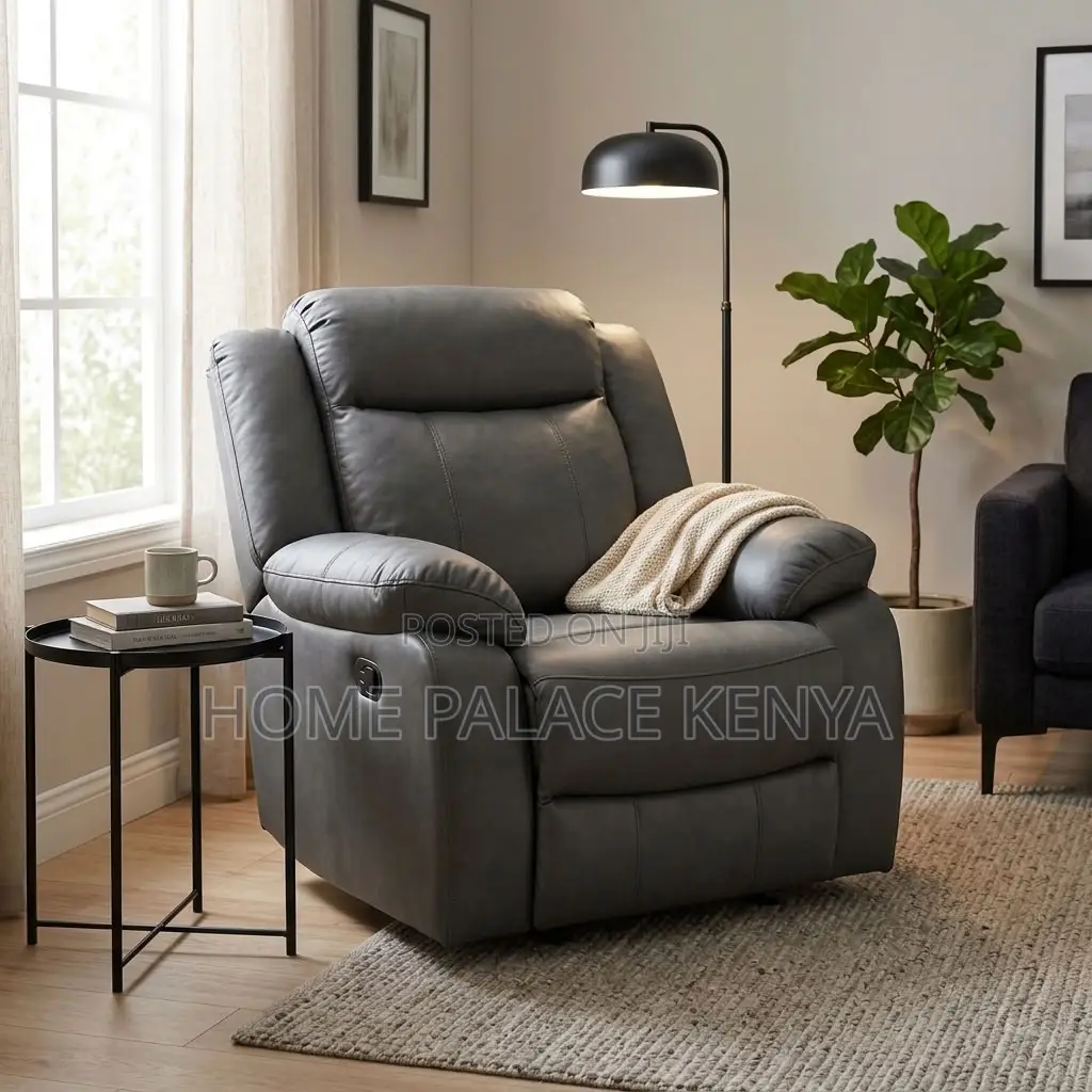 Recliner Sofa; Comfortable Single Leather Recliner Sofa