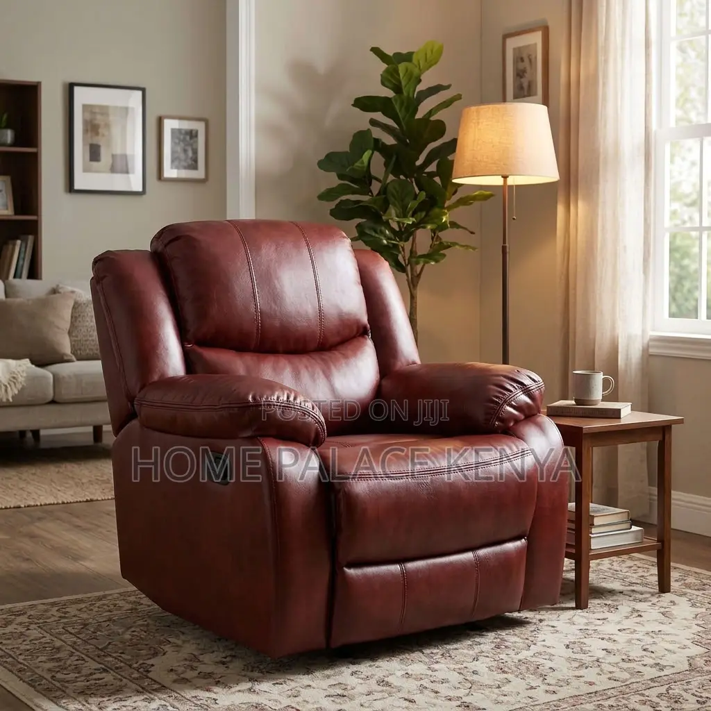 Recliner Sofa; Comfortable Single Leather Recliner Sofa