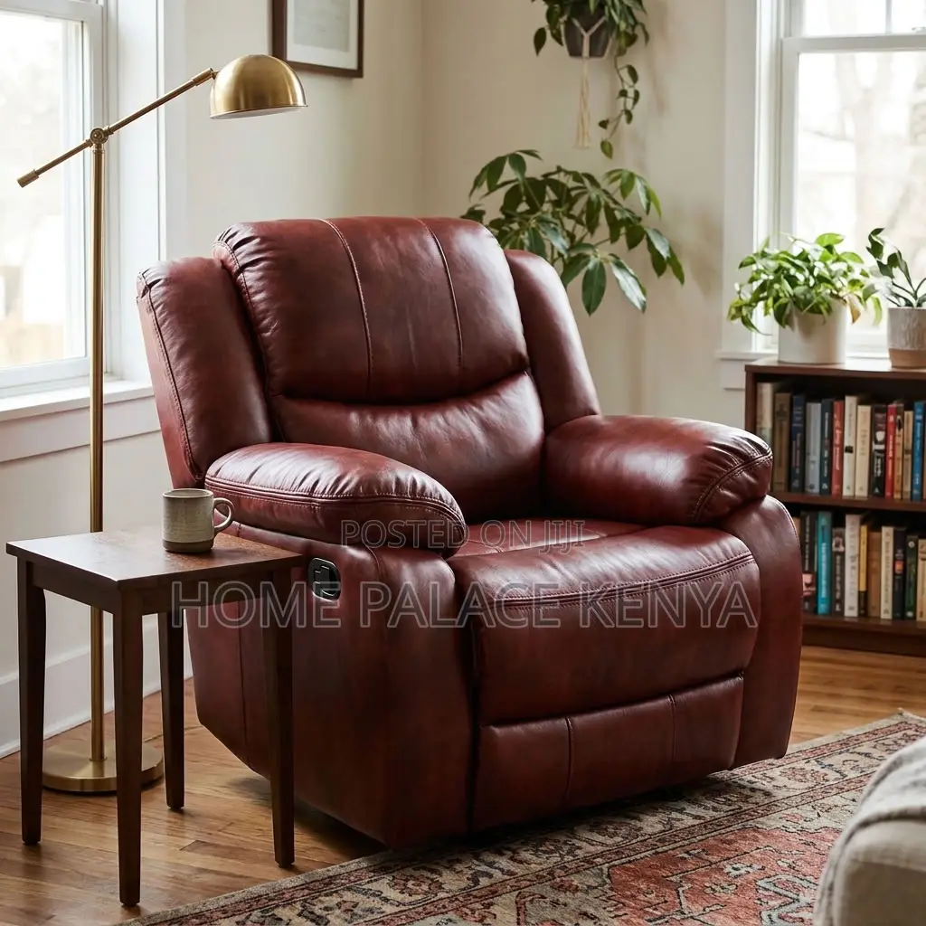 Recliner Sofa; Comfortable Single Leather Recliner Sofa