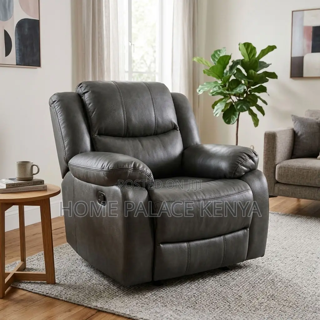 Recliner Sofa; Comfortable Single Leather Recliner Sofa
