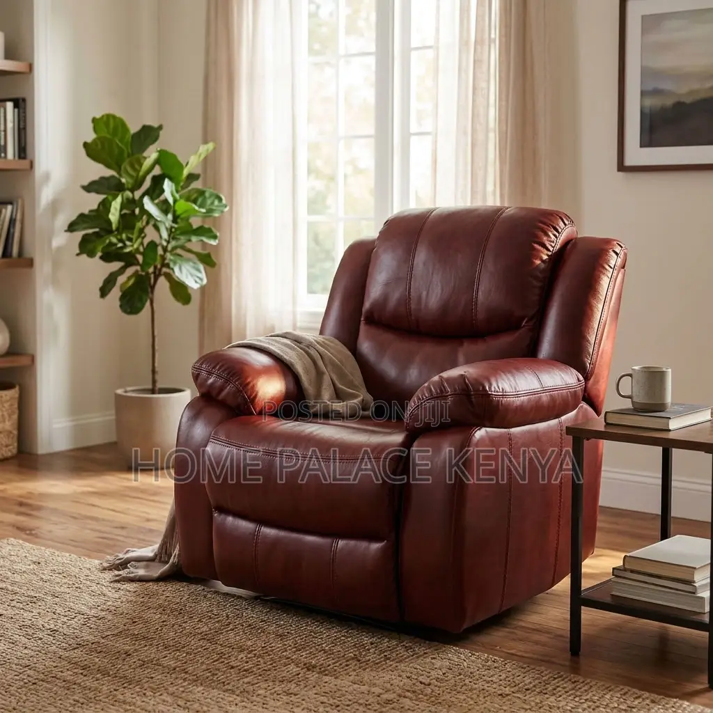 Recliner Sofa; Comfortable Single Leather Recliner Sofa
