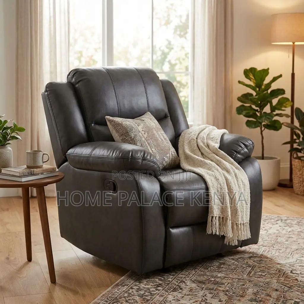 Recliner Sofa; Comfortable Single Leather Recliner Sofa