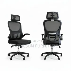 Office Chair – Black Ergonomic Mesh With Adjustable Headrest