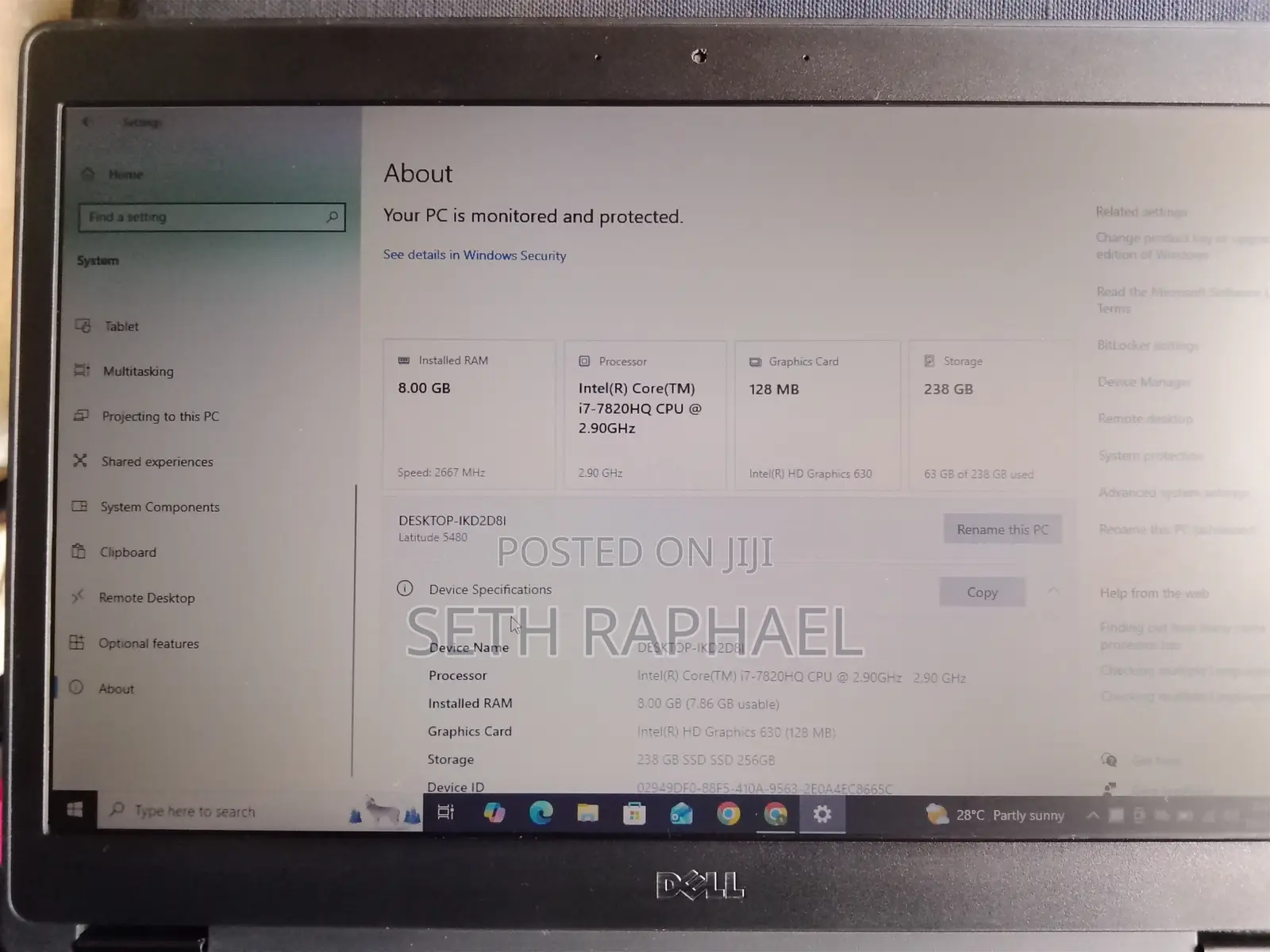 Laptop Dell Latitude 5480 8GB Intel Core i7 SSD 256GB