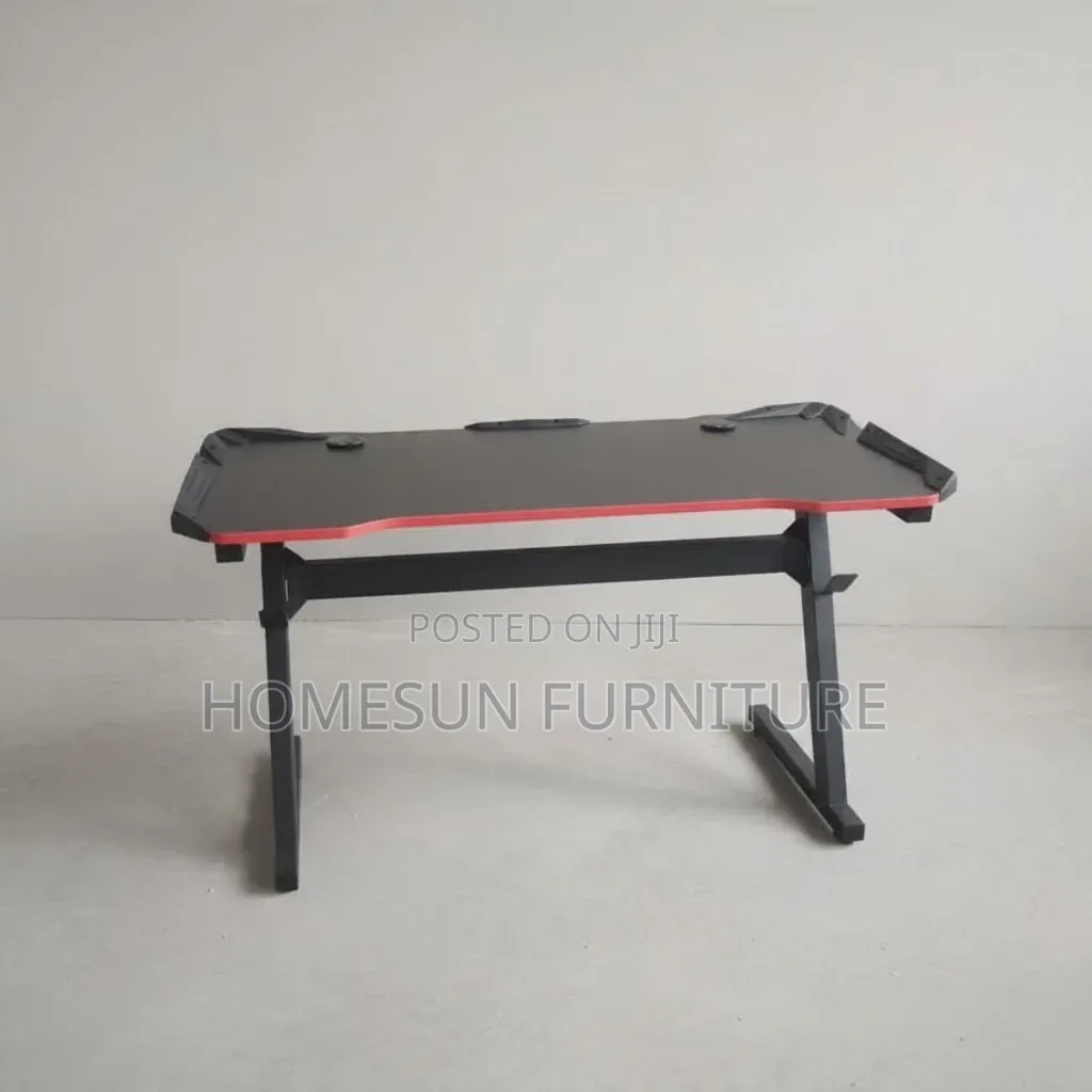 Gaming Desk – Black Table With Red Edge Trim