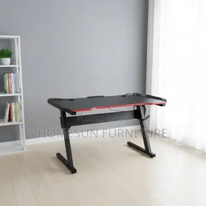 Gaming Desk – Black Table With Red Edge Trim