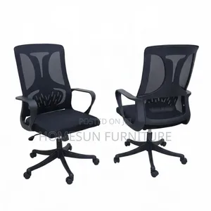 Office Chair – Black Mesh Swivel Chair With Armrests