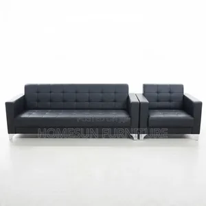 Sofa Set – Modern Black Leather 3-Seater and 2 -Seater