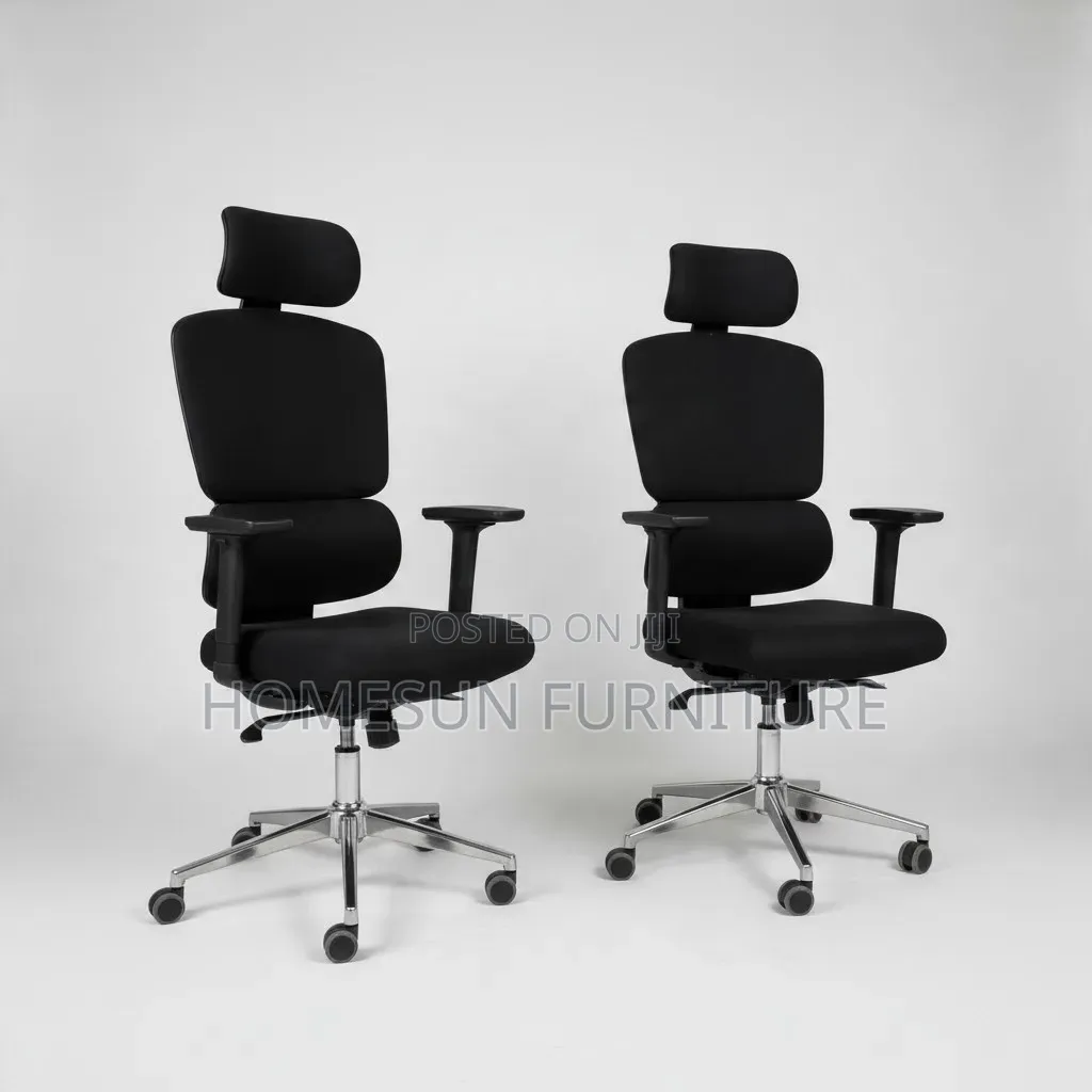 Office Chair – Black Executive Chair With Adjustable Headrest