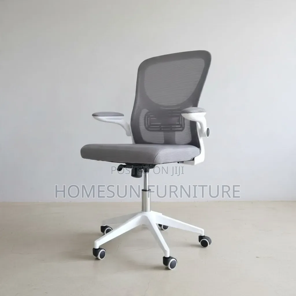 Office Chair – Grey Mesh Chair With White Frame