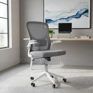Office Chair – Grey Mesh Chair With White Frame