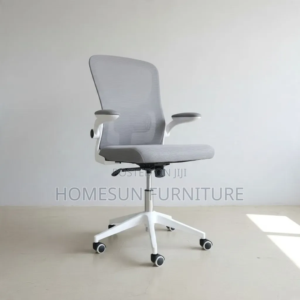 Office Chair – Grey Mesh Chair With White Frame