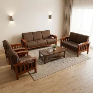 Home Sofa; 7-Seater Mahogany Frame Padded Sofa