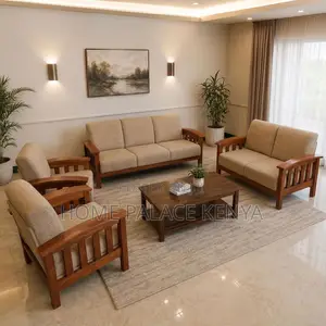 Home Sofa; 7-Seater Mahogany Frame Padded Sofa