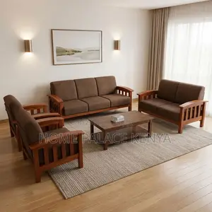 Home Sofa; 7-Seater Mahogany Frame Padded Sofa
