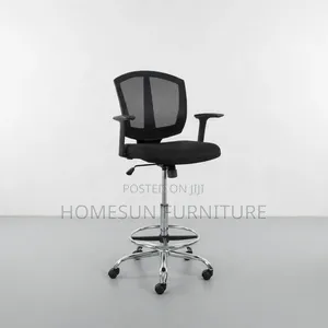 Office Chair – Black Adjustable Drafting Chair With Footrest