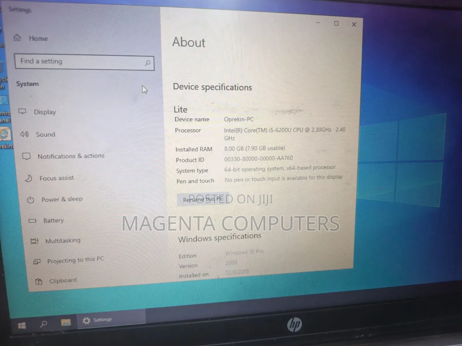 Laptop HP 250 G6 4GB Intel Core i3 HDD 500GB