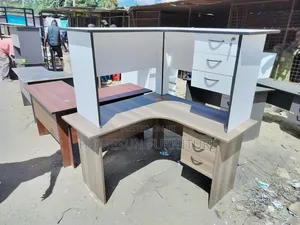 Office Desk – Brown L-Shaped Desk With 3 Drawers