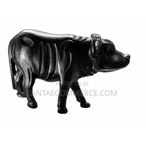 Elegant Hand-Carved Wooden Buffalo Sculpture Statue Figurine