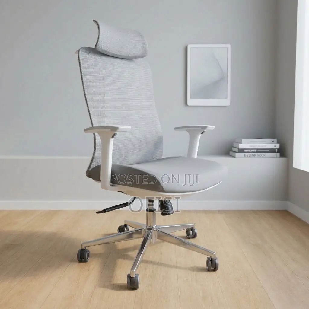 Office Chair; White Adjustable Ergonomic Chair