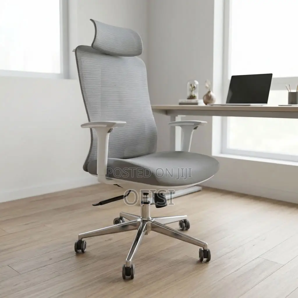 Office Chair; White Adjustable Ergonomic Chair