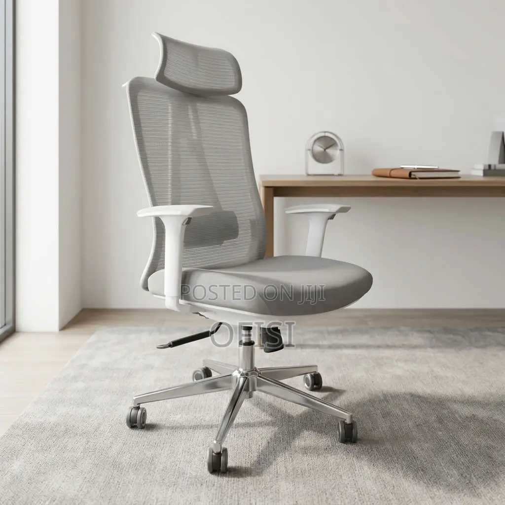Office Chair; White Adjustable Ergonomic Chair