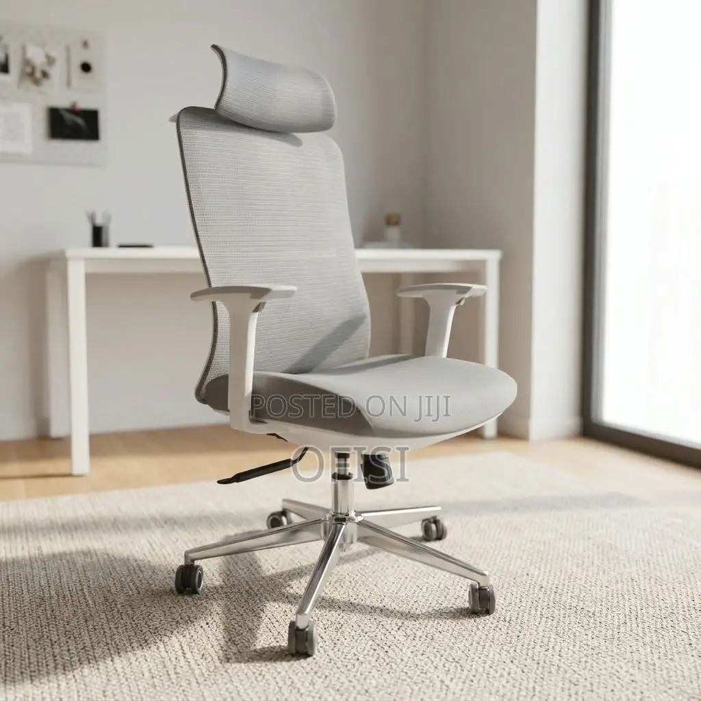 Office Chair; White Adjustable Ergonomic Chair