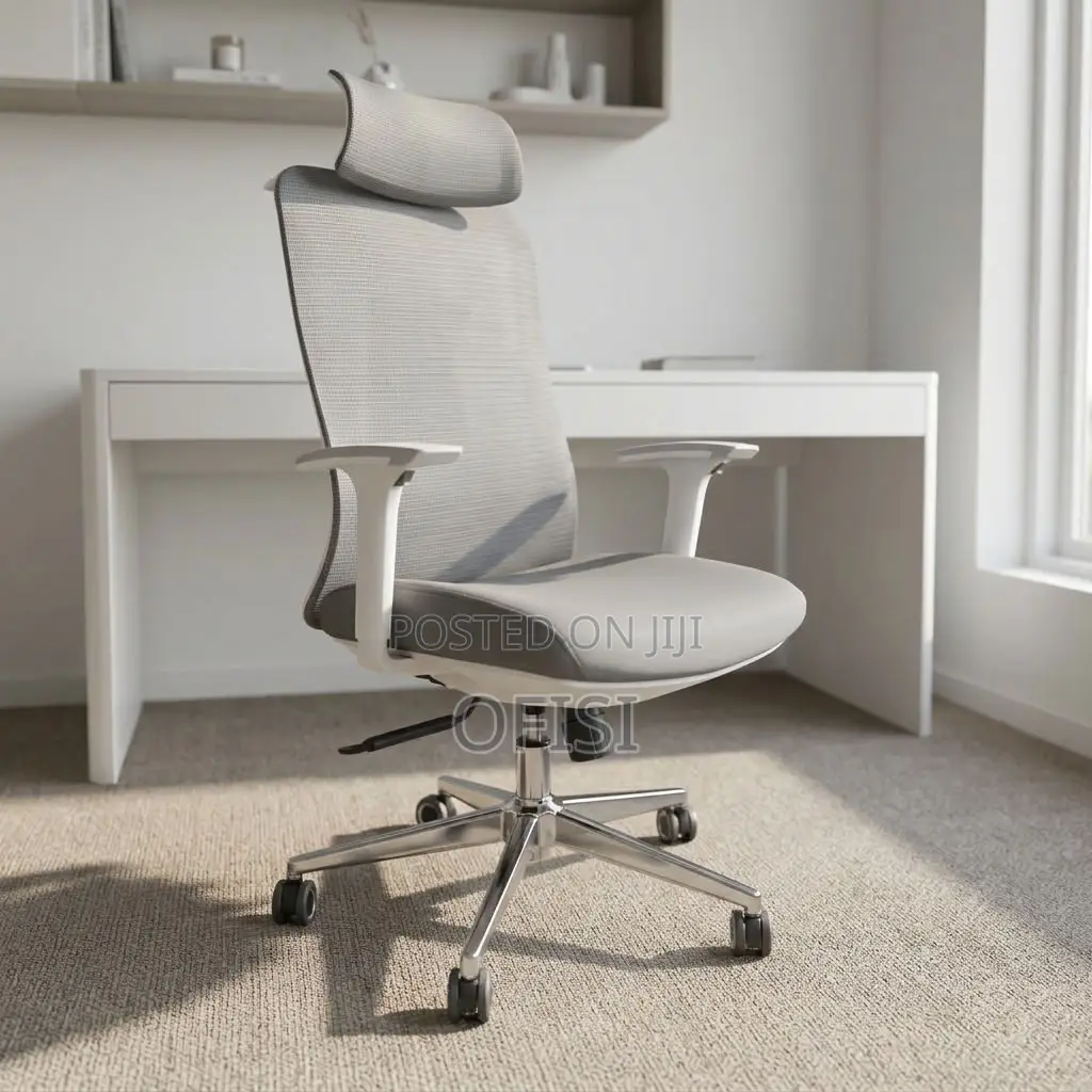 Office Chair; White Adjustable Ergonomic Chair