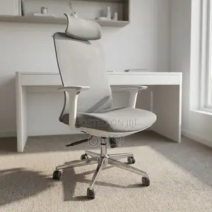 Office Chair; White Adjustable Ergonomic Chair