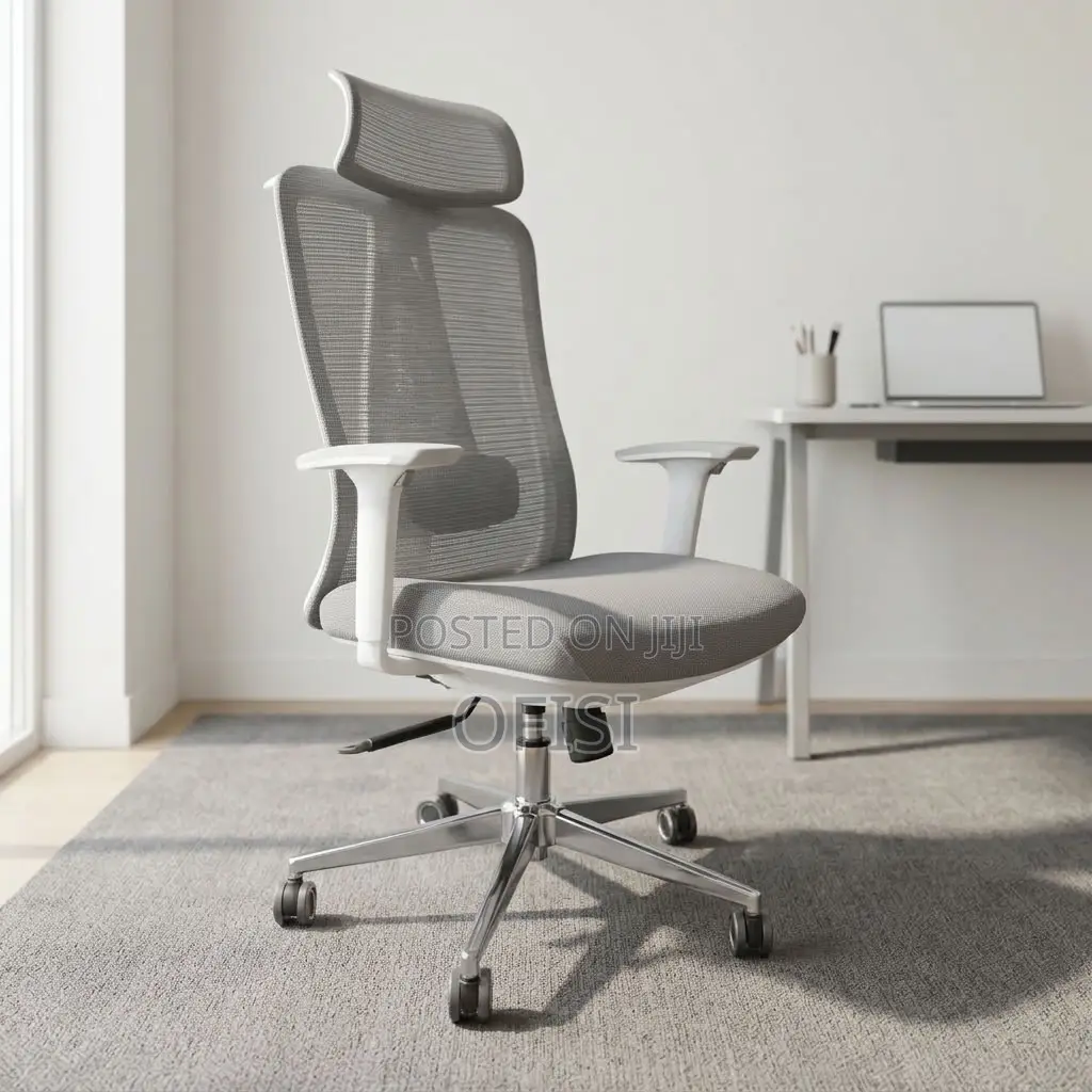 Office Chair; White Adjustable Ergonomic Chair
