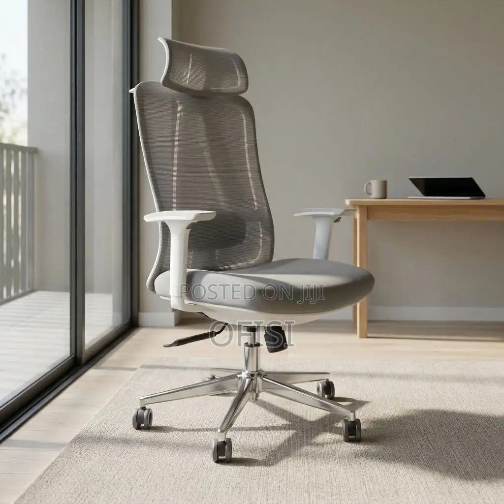 Office Chair; White Adjustable Ergonomic Chair
