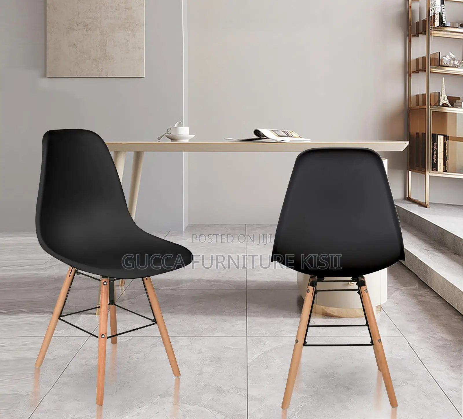 Black Ergonomic Plastic Eifel Style Eames Chair