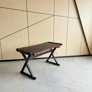 Gaming Desk – Black Table With Red Trim and X-Legs