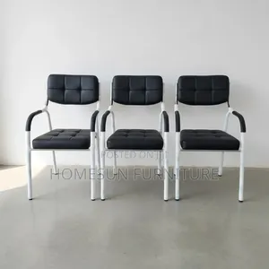 Visitor Chair – Black Padded Seat With White Frame