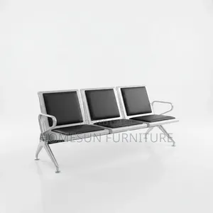 Waiting Bench – 3-Seater Black and Silver Office Chair