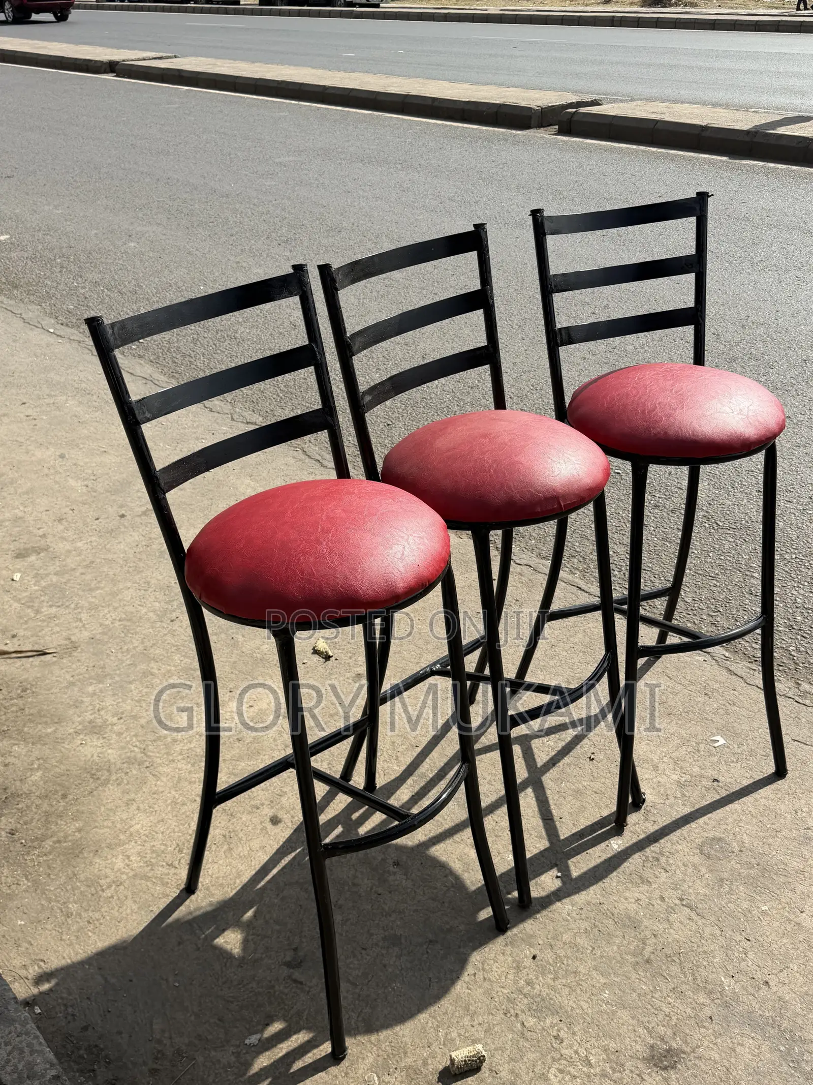 Red Leather High Sinatabu Chairs