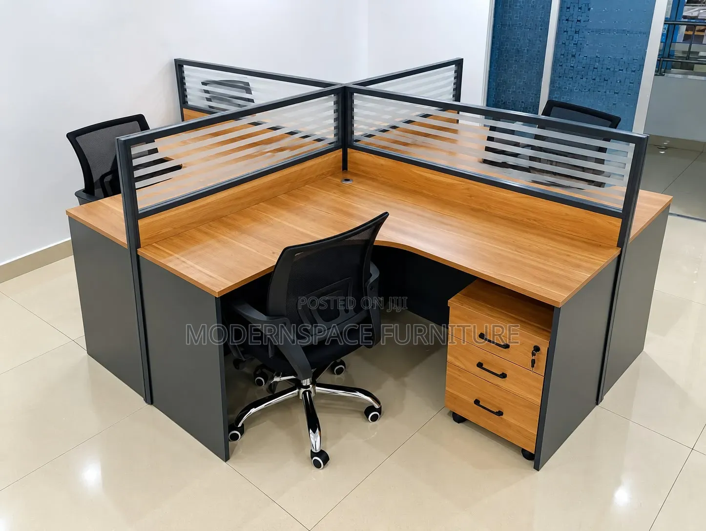 Four-Person Staff Office Desk With Drawers