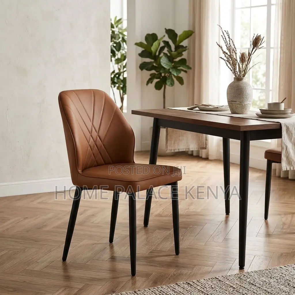 Dining Chair; Leather Padded Armless Dining Chair