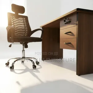 Office Chair and Desk – Ergonomic Black Mesh Headrest Seat