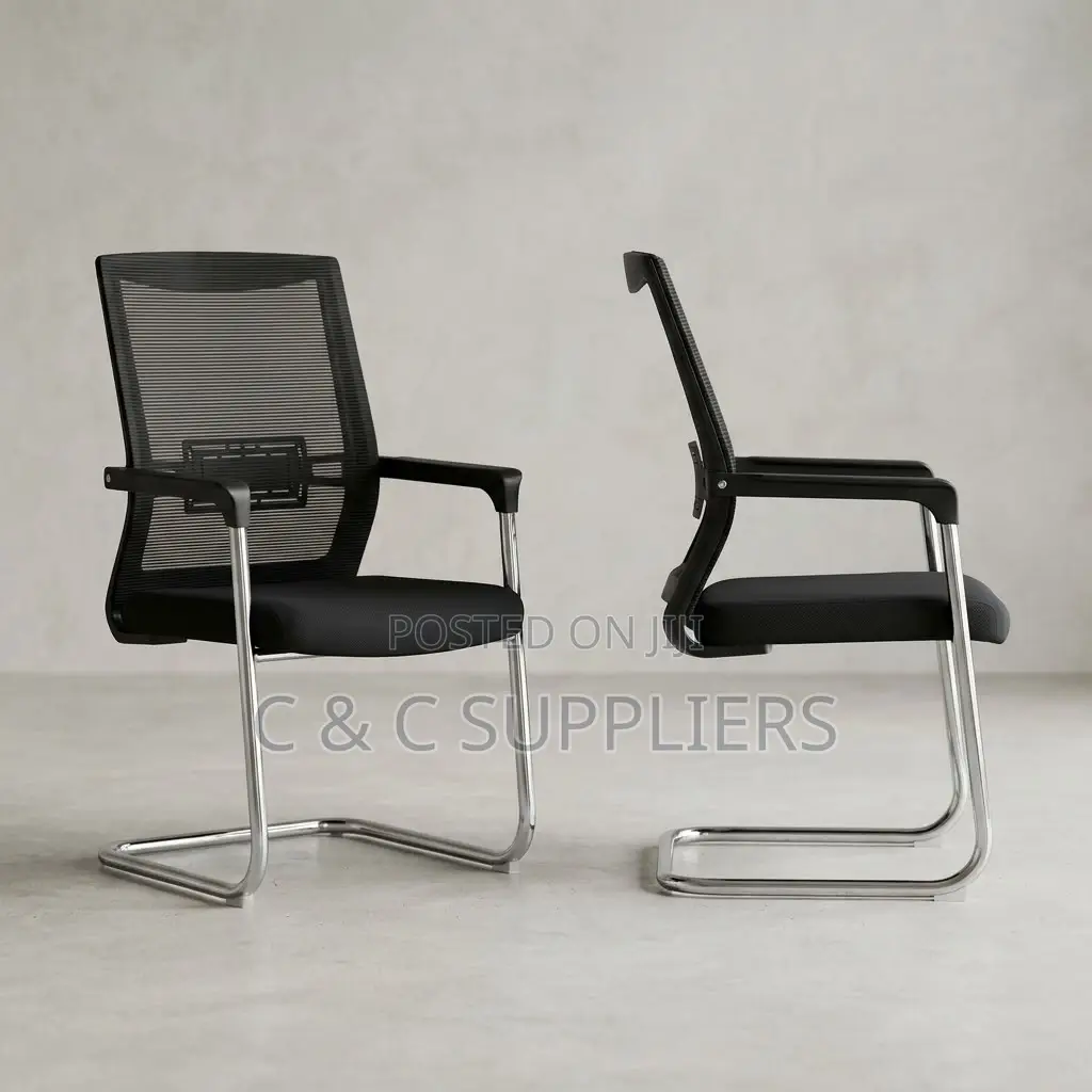 Mesh Visitors Chair With Padded Armrest.