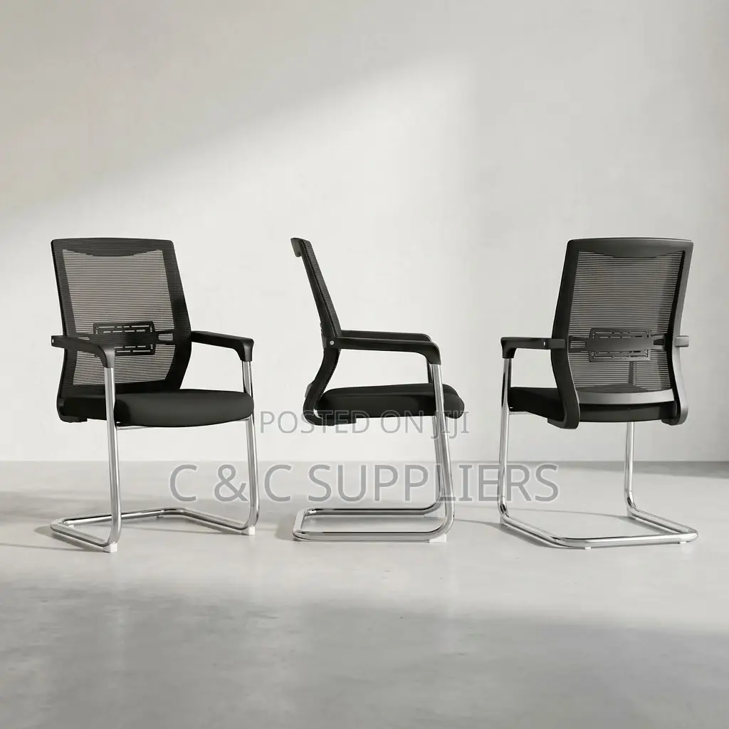 Mesh Visitors Chair With Padded Armrest.