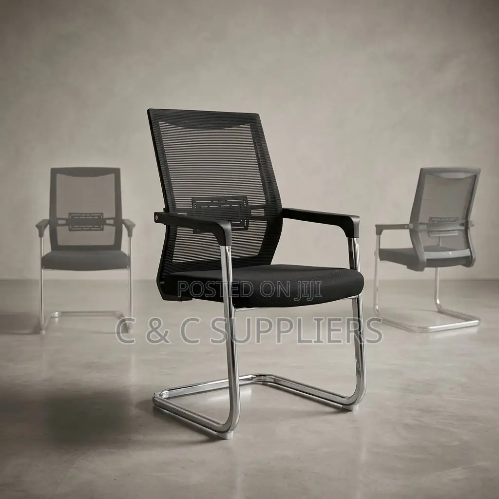 Mesh Visitors Chair With Padded Armrest.