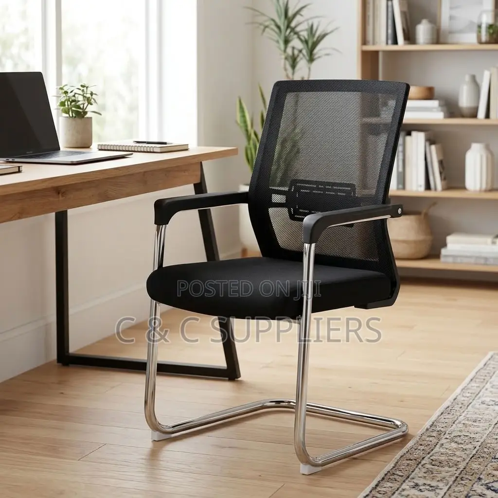 Mesh Visitors Chair With Padded Armrest.
