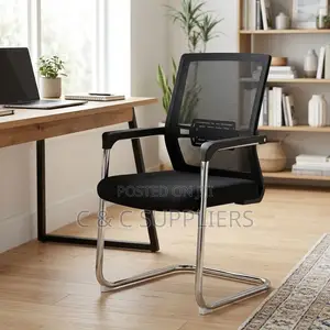 Mesh Visitors Chair With Padded Armrest.