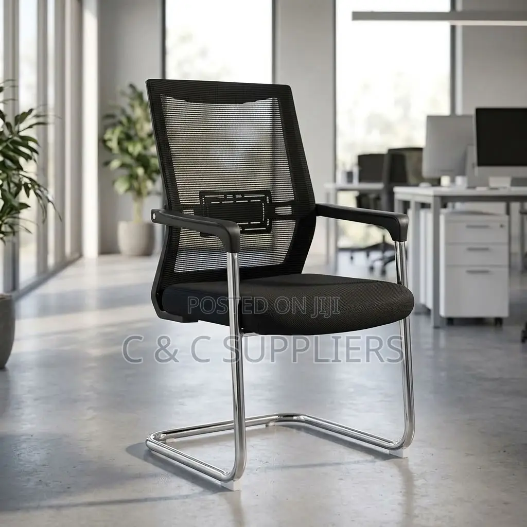 Mesh Visitors Chair With Padded Armrest.