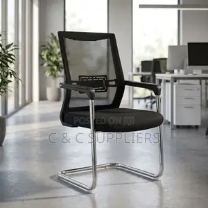 Mesh Visitors Chair With Padded Armrest.