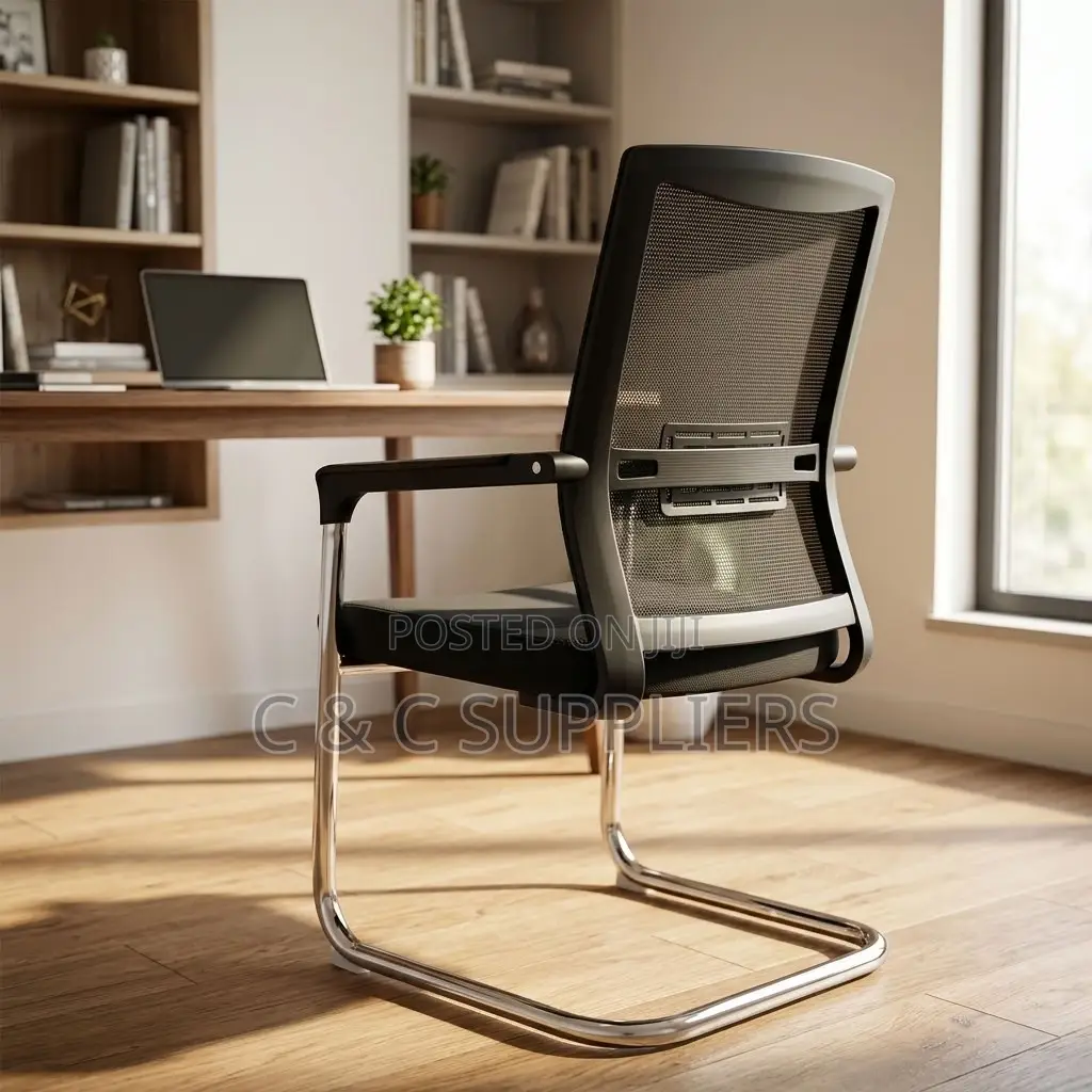 Mesh Visitors Chair With Padded Armrest.