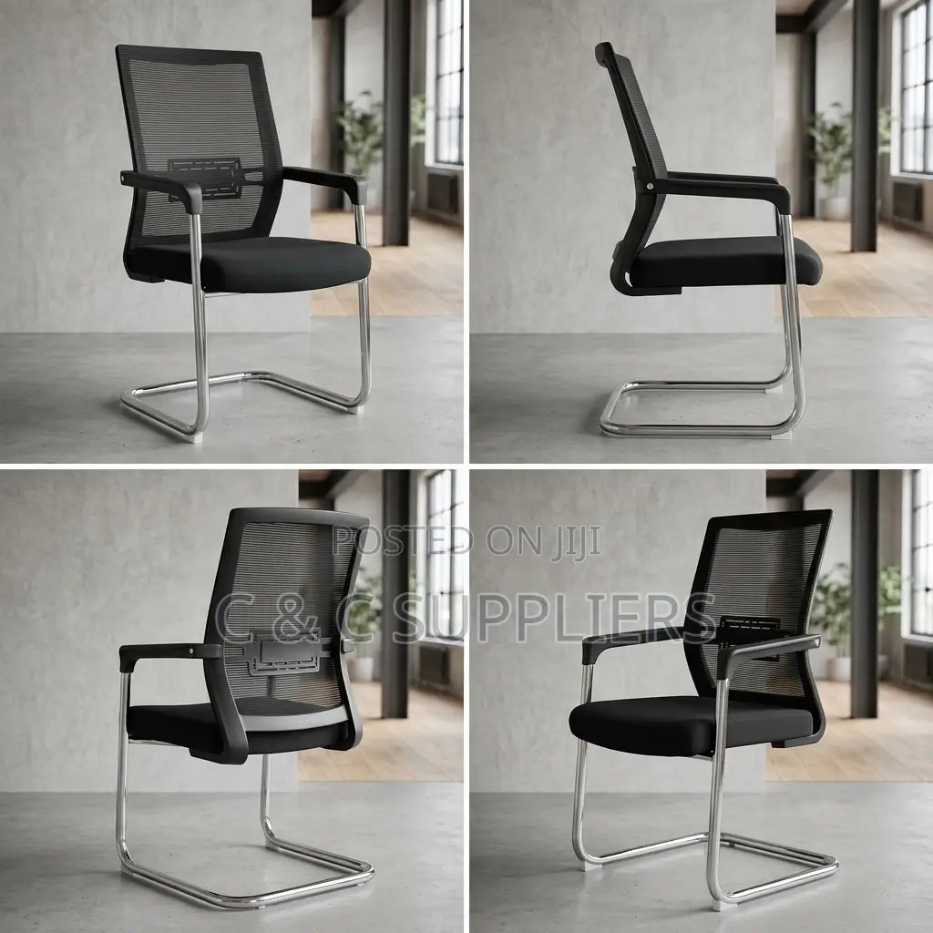 Mesh Visitors Chair With Padded Armrest.